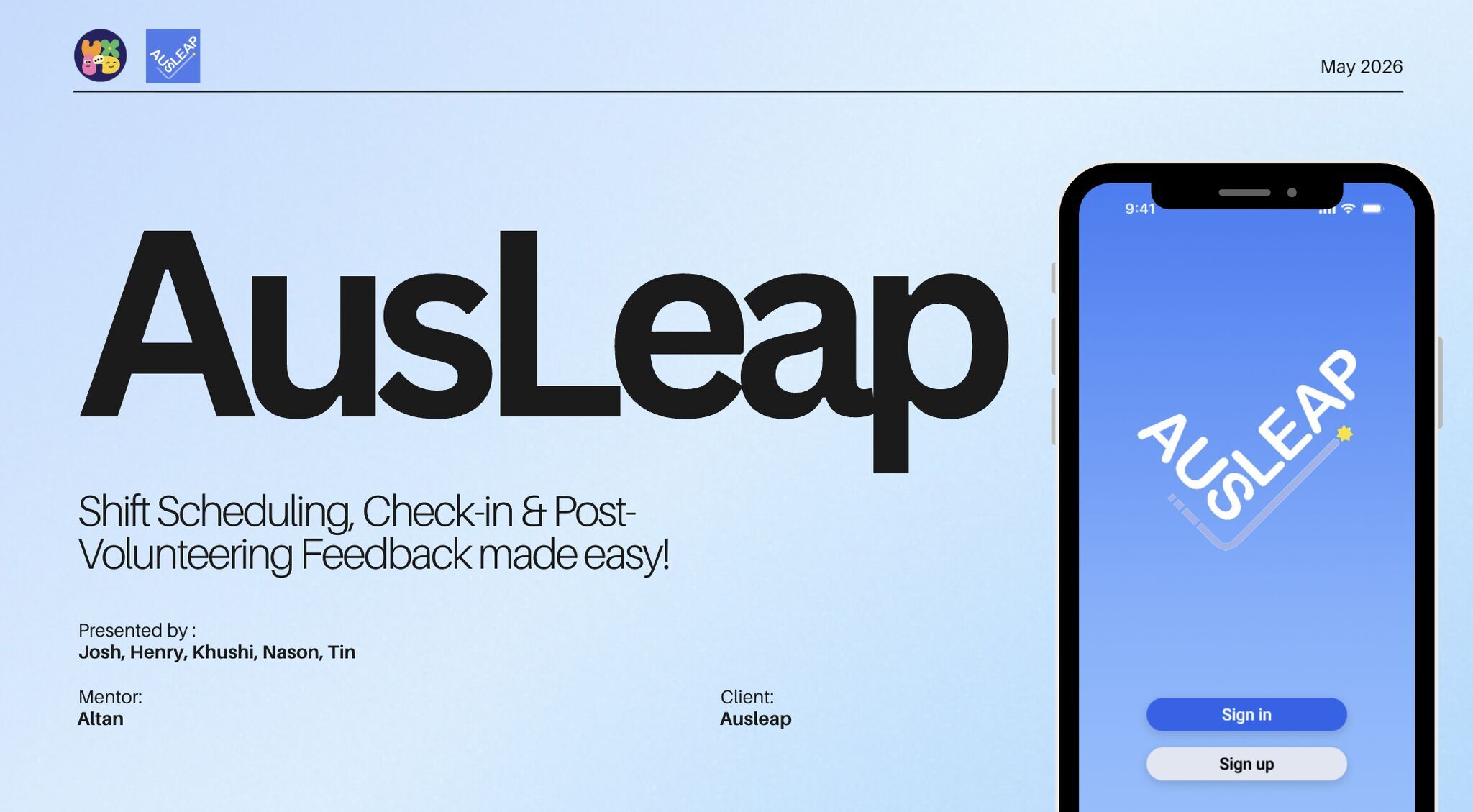 AusLeap最终汇报封面与移动端原型