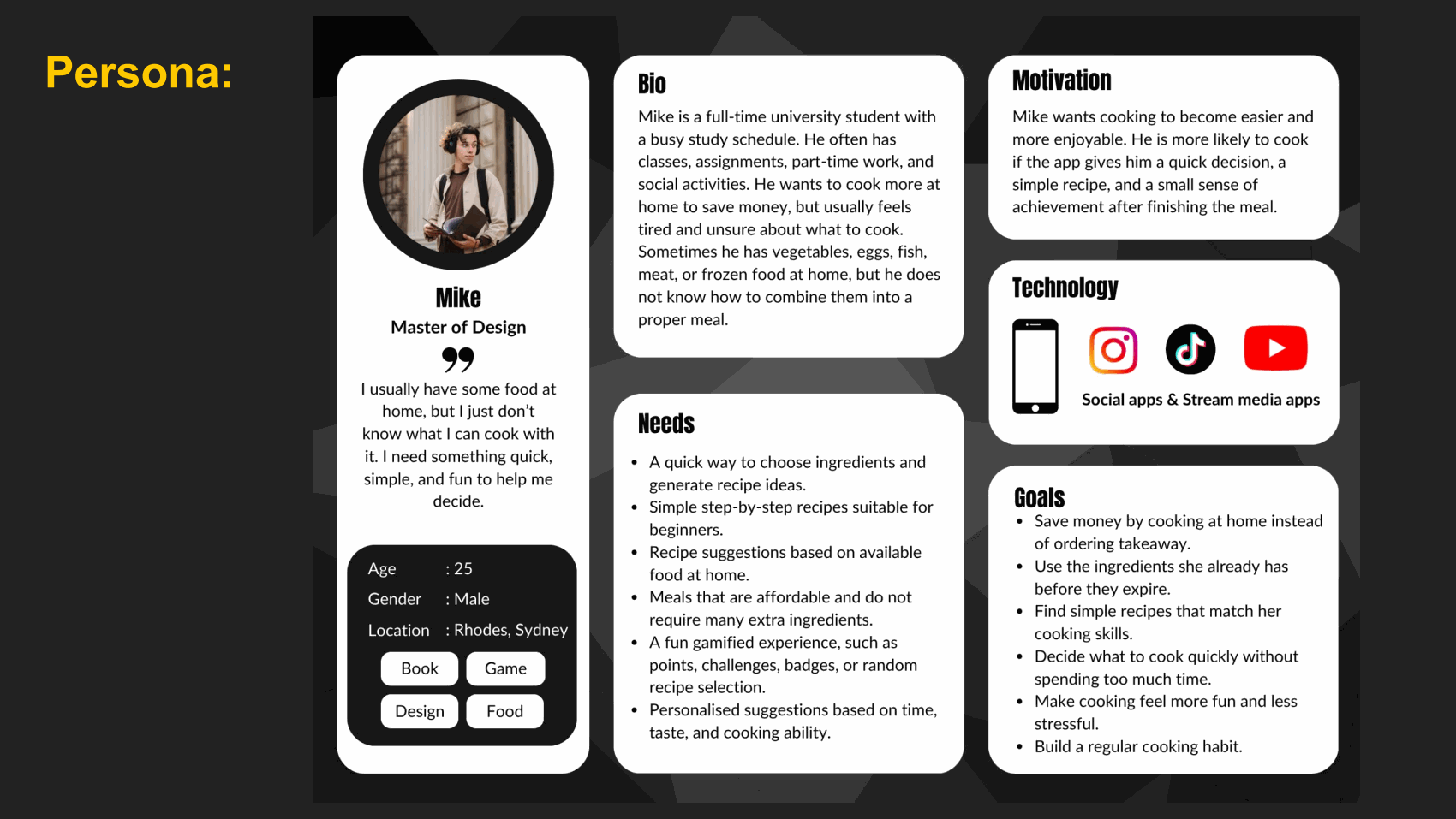 DishRoller 项目的学生用户 Persona