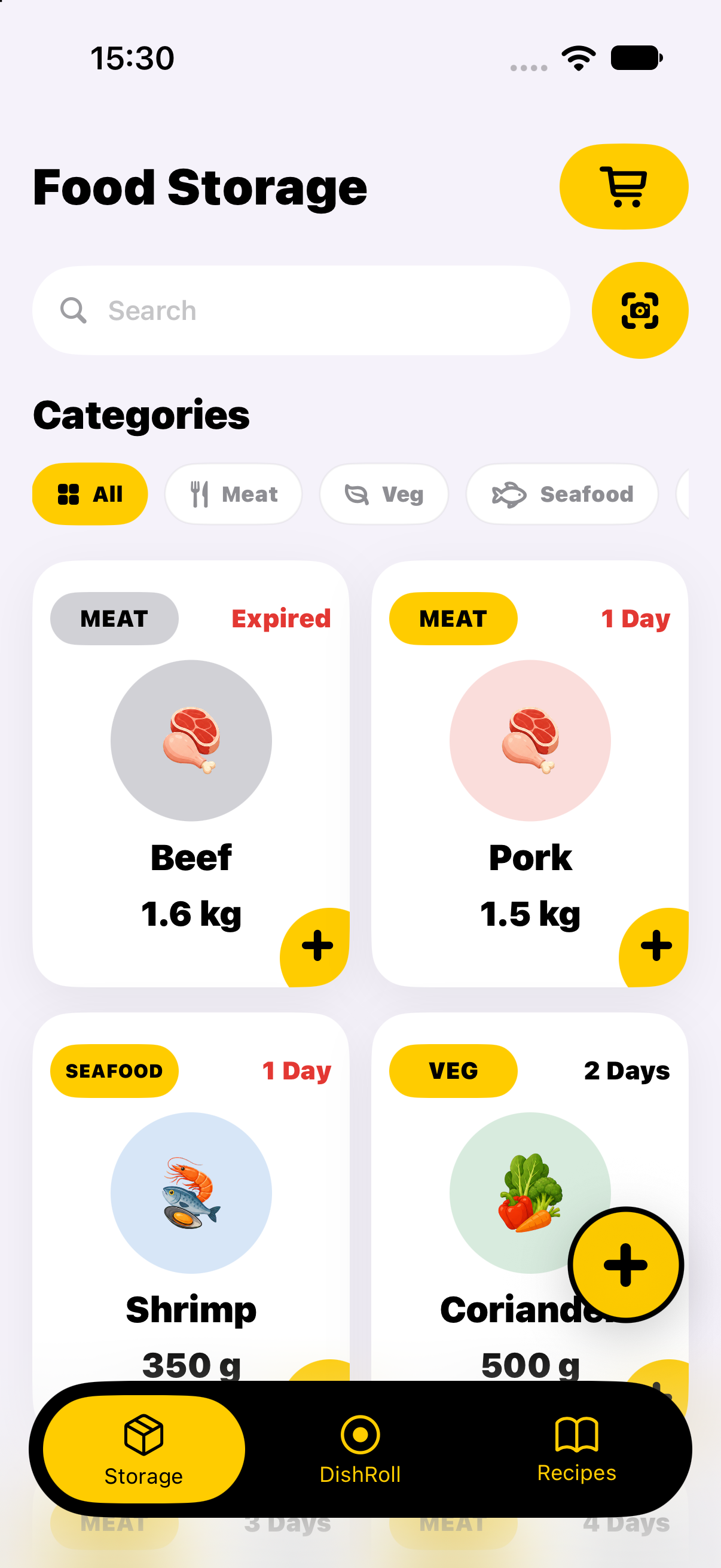DishRoller食材库存界面